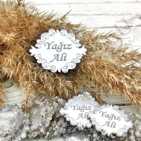 Pleksi ayna lazer kesim isimlik 2 etiket